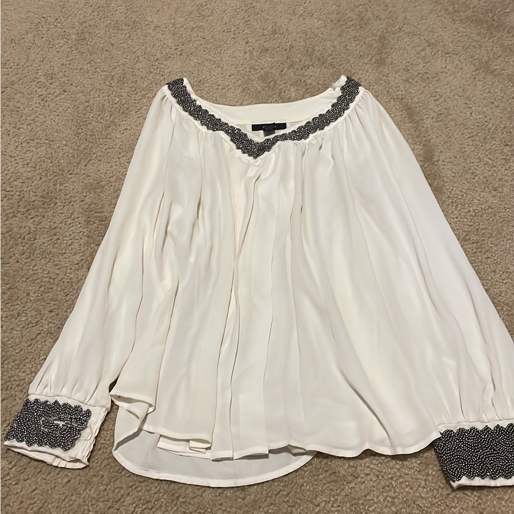white/ cream long sleeve with beading